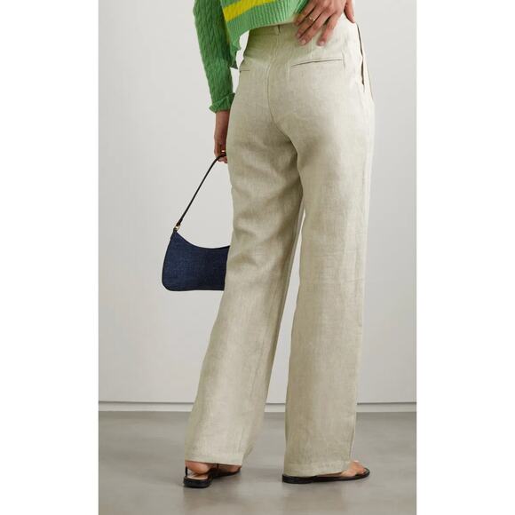 REFORMATION NWT Mason 100% Linen Oatmeal Tan Pants Size 8 - Picture 3 of 12